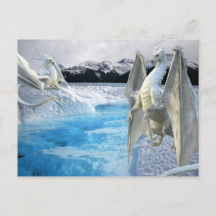 Ice White Dragon Snow Winter Briefkaart
