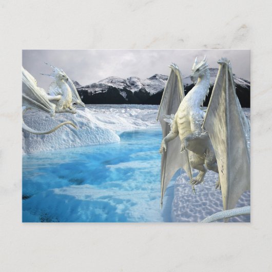 Ice White Dragon Snow Winter Briefkaart (Voorkant)