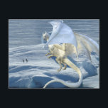 Ice White Dragon Snow Winterpinguïns Briefkaart<br><div class="desc">Dit ontwerp werd gecreeerd door digitale kunst. Het kan worden gepersonaliseerd door de aanpassingsoptie te kiezen. Neem contact met me op via colorflowcreations@gmail.com of gebruik de chatoptie boven aan de pagina als u dit ontwerp op een ander product wilt laten uitvoeren. Koop mijn oorspronkelijke abstracte acrylschilderij te koop op www.etsy.com/shop/colorflowart....</div>