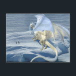 Ice White Dragon Snow Winterpinguïns Briefkaart<br><div class="desc">Dit ontwerp werd gecreeerd door digitale kunst. Het kan worden gepersonaliseerd door de aanpassingsoptie te kiezen. Neem contact met me op via colorflowcreations@gmail.com of gebruik de chatoptie boven aan de pagina als u dit ontwerp op een ander product wilt laten uitvoeren. Koop mijn oorspronkelijke abstracte acrylschilderij te koop op www.etsy.com/shop/colorflowart....</div>