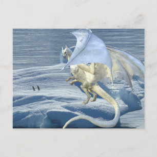 Ice White Dragon Snow Winterpinguïns Briefkaart