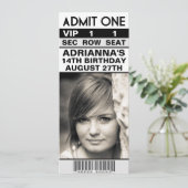 Ice White VIP Photo Ticket Birthday Party Kaart (Staand voorkant)