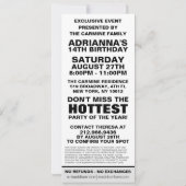 Ice White VIP Photo Ticket Birthday Party Kaart (Achterkant)