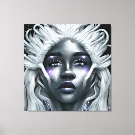 Ice Winter Snow Queen Melanin Princess Black Girl Canvas Afdruk