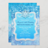 Ice Winter Wonderland Snowflake-uitnodigingen, bev Kaart (Voorkant / Achterkant)