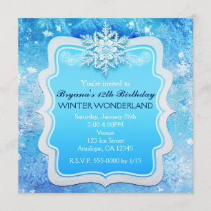 Ice Winter Wonderland Snowflake-uitnodigingen, bev Kaart