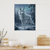 Ice Wolf Frozen Boreal Wilds Poster (Keuken)
