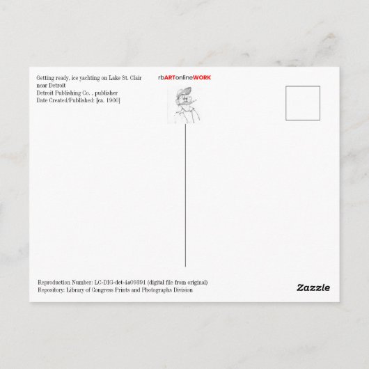 Ice Yachting on Lake St. Clair Briefkaart (Achterkant)