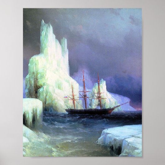 Icebergs in de Atlantische Oceaan door Ivan Aivazo Poster (Voorkant)