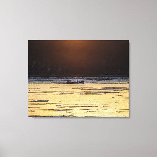 Icebreaker At Sunset Canvas Afdruk (Voorkant)