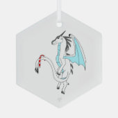 Icecap the White Ice Dragon Whimsical Art Glas Ornament (Achterkant)