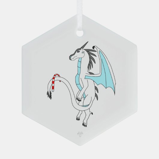 Icecap the White Ice Dragon Whimsical Art Glas Ornament (Achterkant)