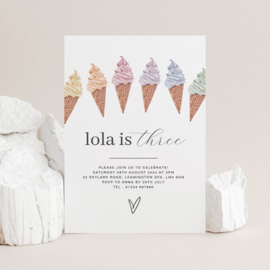 Icecream Birthday Invitation Kaart