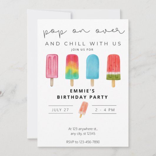 Icecream Birthday Uitnodiging Pop over meer dan (Voorkant)