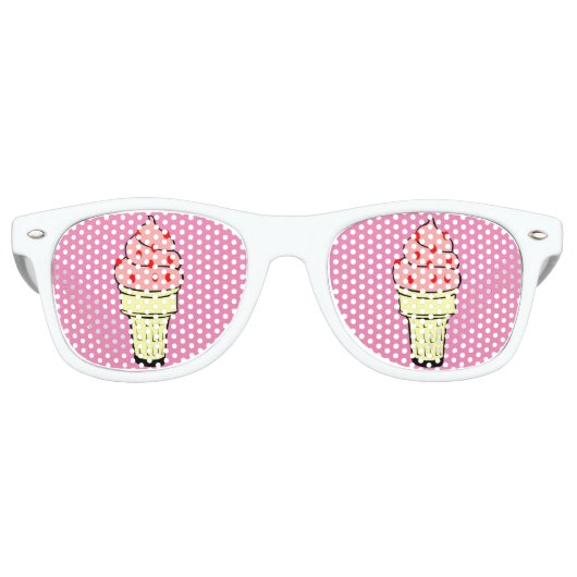 Icecream Cone Adult Party tinten, roze Retro Zonnebril (Voorkant)