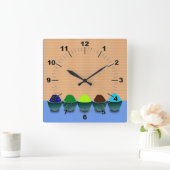 Icecream Cups Wall Clock Vierkante Klok (Huis)