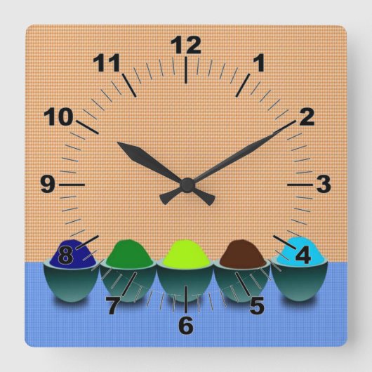 Icecream Cups Wall Clock Vierkante Klok (Voorkant)