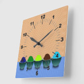 Icecream Cups Wall Clock Vierkante Klok (Hoek)