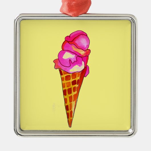 icecream gelato schattig voedsel metalen ornament (Voorkant)