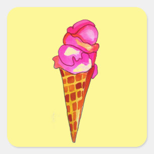 icecream gelato schattig voedsel vierkante sticker