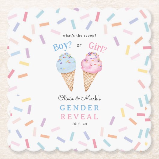 Icecream Geslacht onthullen Kartonnen Onderzetters (Voorkant)