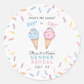 Icecream Geslacht onthullen Ronde Sticker (Voorkant)