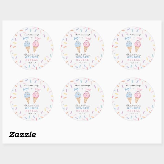 Icecream Geslacht onthullen Ronde Sticker (Vel)