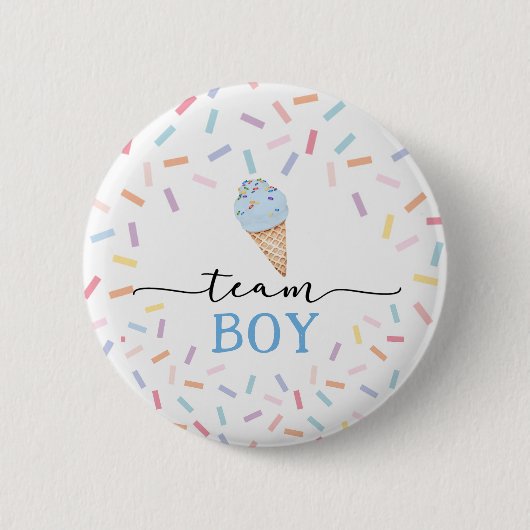 Icecream Geslacht onthullen Team Boy Ronde Button 5,7 Cm (Voorkant)