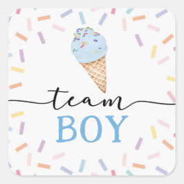 Icecream Geslacht onthullen Team Boy Vierkante Sticker