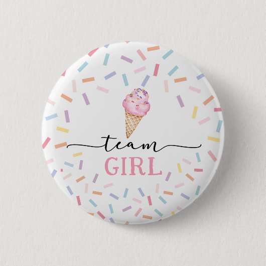 Icecream Geslacht Onthullen Team Meisje Ronde Button 5,7 Cm (Voorkant)