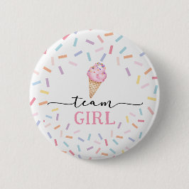 Icecream Geslacht Onthullen Team Meisje Ronde Button 5,7 Cm