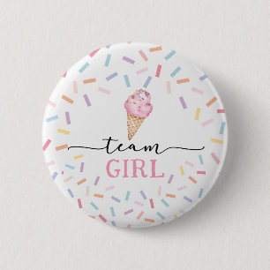 Icecream Geslacht Onthullen Team Meisje Ronde Button 5,7 Cm
