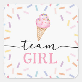 Icecream Geslacht Onthullen Team Meisje Vierkante Sticker