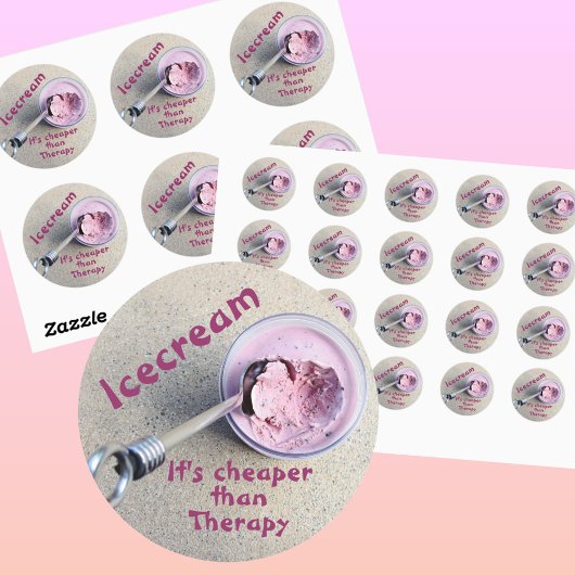 Icecream Het is goedkoper dan Therapy Funny Ronde Sticker