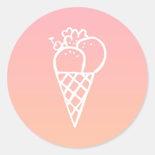 Icecream Kawaii Doodle Pastel Roze Party Favor Ronde Sticker (Voorkant)