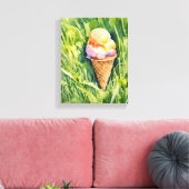 Icecream op een grasveld canvas afdruk (Insitu (Woonkamer))
