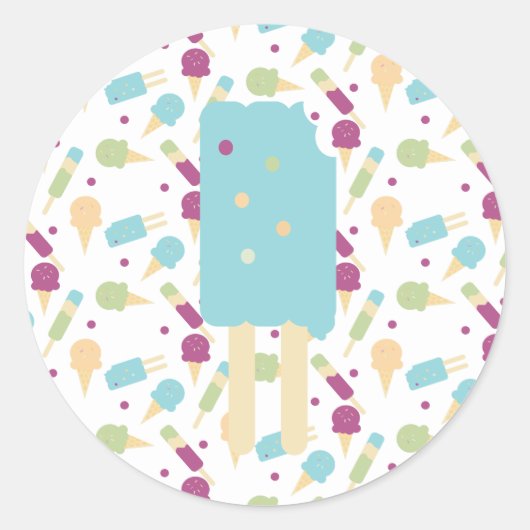 Icecream Pop Blue Cream Sprinkles Reward Ronde Sticker (Voorkant)