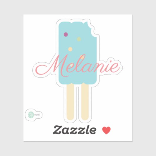 Icecream-Pop met Sprinkles Aangepaste naam Sticker (Vel)