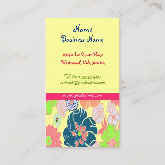 Icecream poppies profielkaarten voor retro-florals visitekaartje (Voorkant)