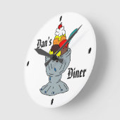 icecream sundae ronde gepersonaliseerde wandklok (Hoek)