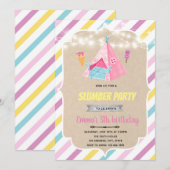 Icecream teepee slumber-uitnodiging kaart (Voorkant / Achterkant)