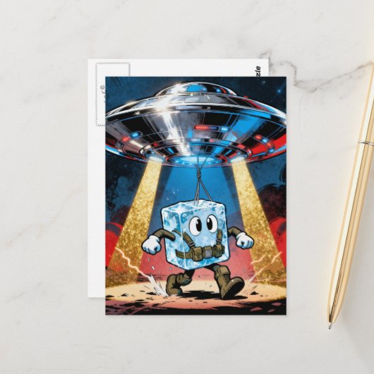 icecube UFO abduction Briefkaart (Voorkant / Achterkant in situ)