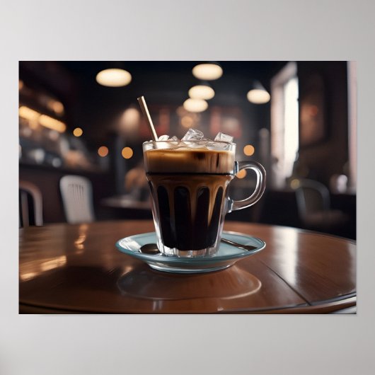Iced Americano in transparant glas Poster (Voorkant)