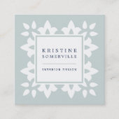 Iced Aqua | Marokkaans geometrisch plein Vierkante Visitekaartje (Voorkant)