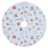 Iced Blue Santa Clause Snowman Kerstmis Fleece Kerstboom Rok (Voorkant)