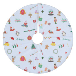 Iced Blue Santa Clause Snowman Kerstmis Fleece Kerstboom Rok