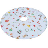 Iced Blue Santa Clause Snowman Kerstmis Fleece Kerstboom Rok (Gekanteld)