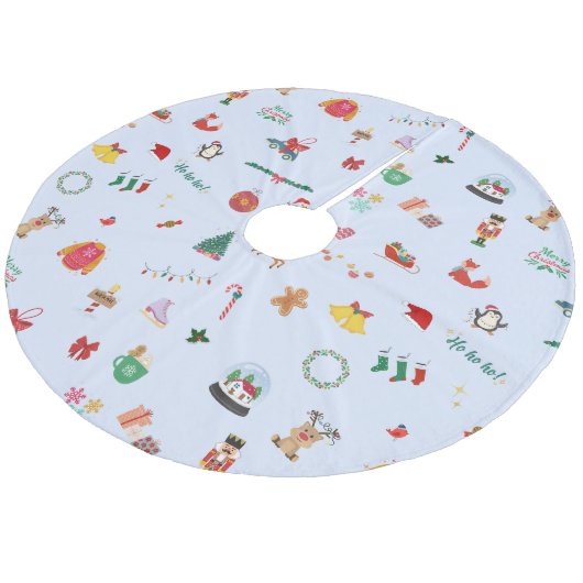 Iced Blue Santa Clause Snowman Kerstmis Fleece Kerstboom Rok (Gekanteld)