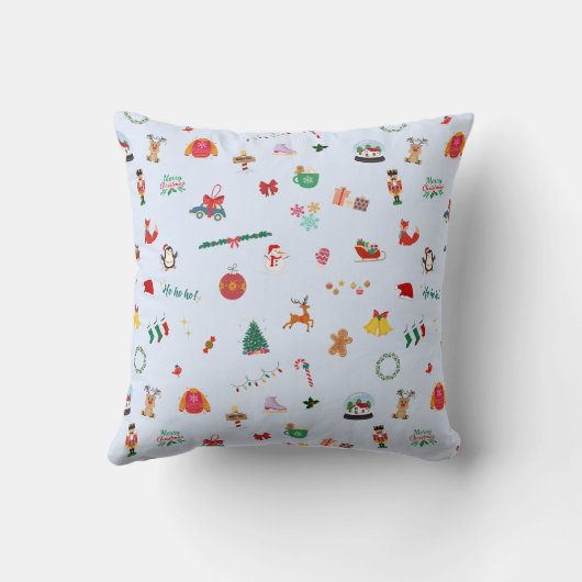 Iced Blue Santa Clause Snowman Kerstmis Kussen (Achterkant)