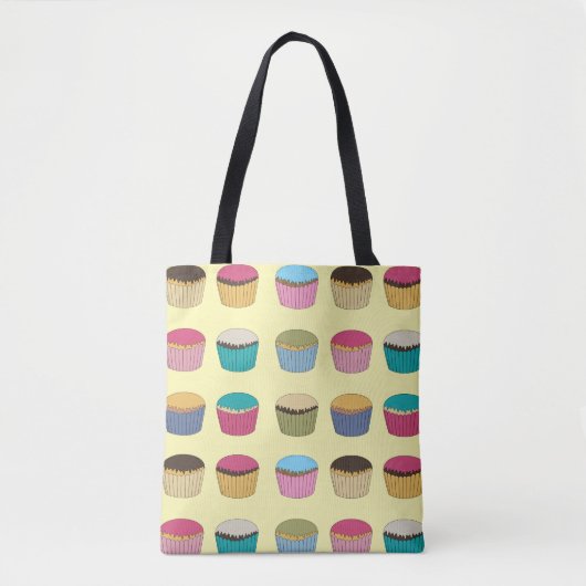 Iced Buns cupcake taart kleurrijk patroongeel Tote Bag (Voorkant)